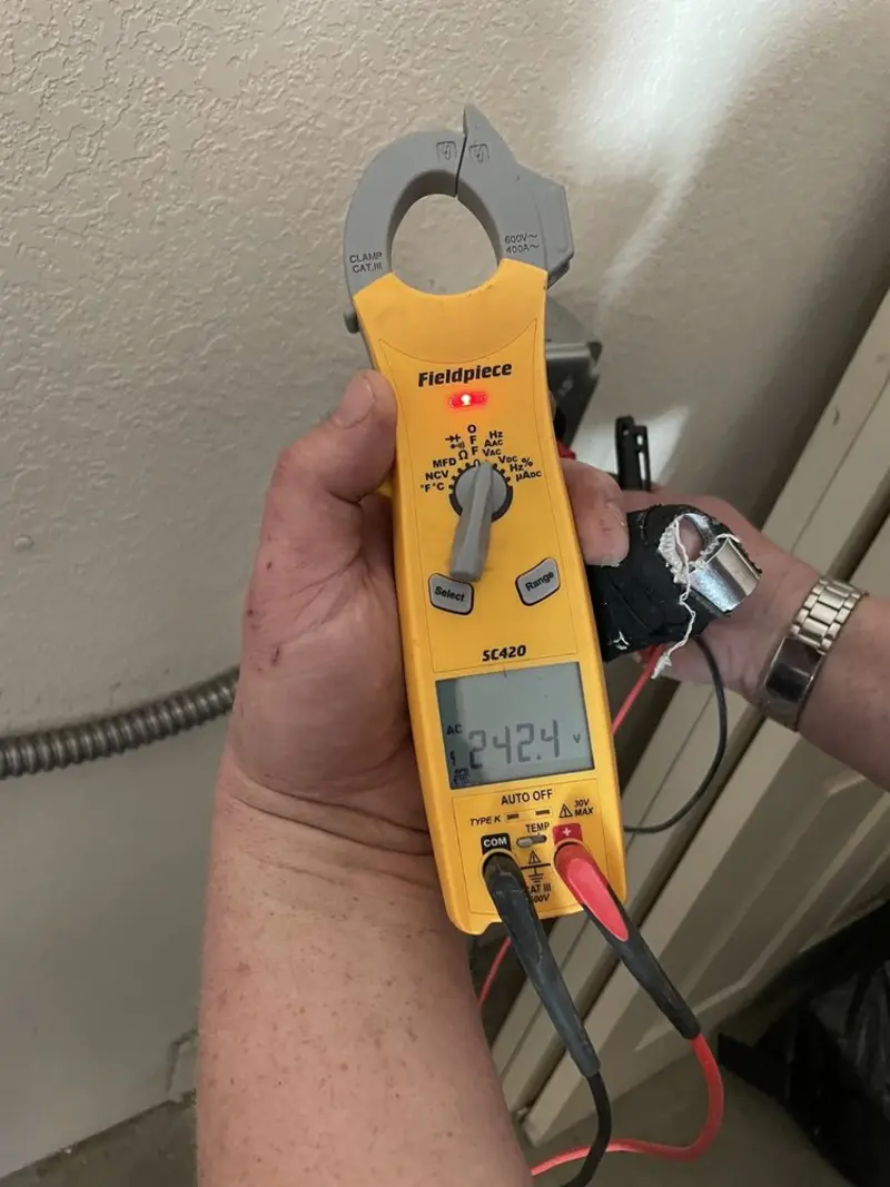 Voltage testing with clamp meter during Generator Installation in San Anselmo